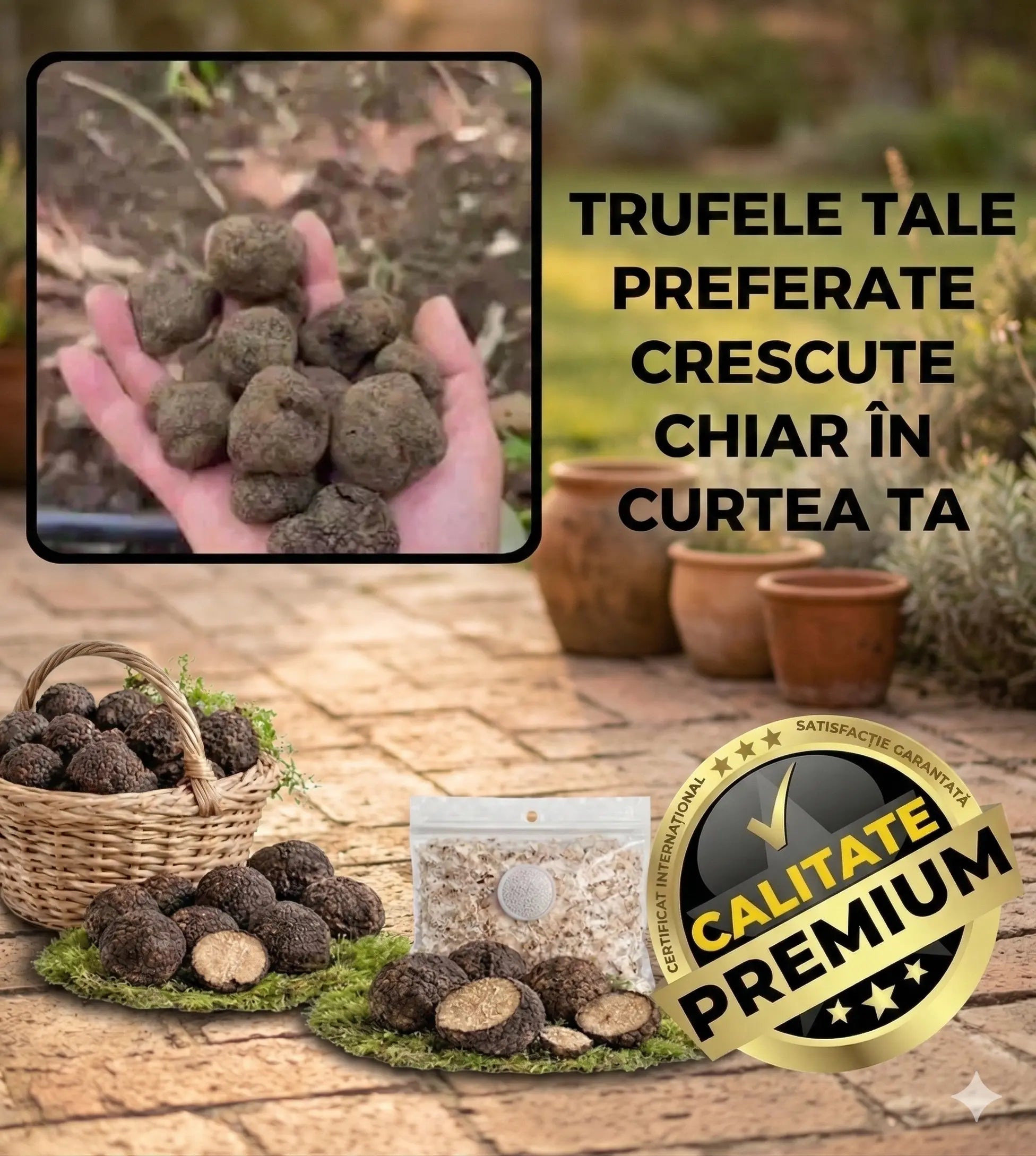 Cultivă Trufe Acasă — Kit Miceliu NeroRoots™