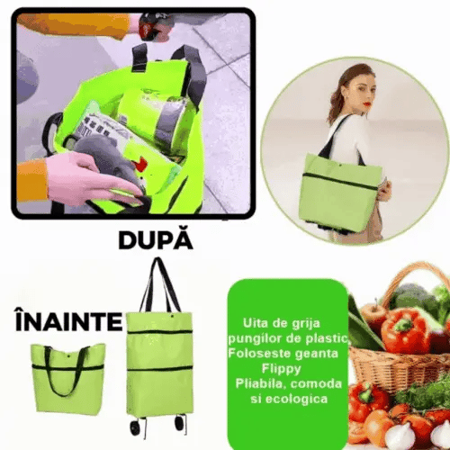 Cărucior de Cumpărături-Sacoșă Rezistent